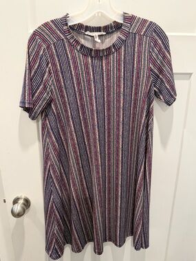 BCBGeneration Striped Dress Women Small Knit A Line Short Sleeve Casual